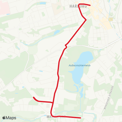 StadtBus/RegionalBus (Hamburg) Marmstorf > Harburg Rathaus map