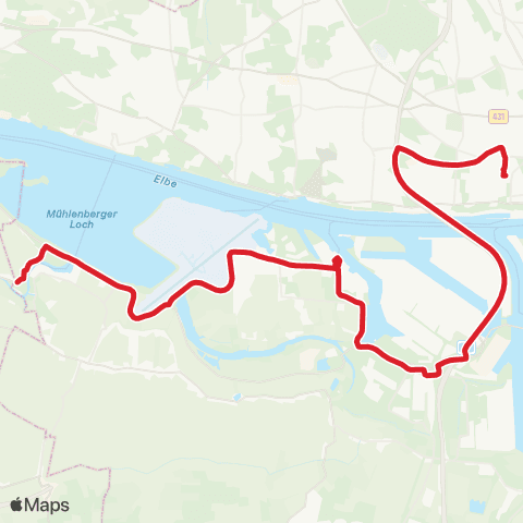 StadtBus/RegionalBus (Hamburg) Cranz > Finkenwerder > Waltershof > Othmarschen > Bf. Altona map