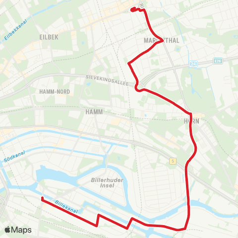 StadtBus/RegionalBus (Hamburg) Wandsbek Markt > Horner Rennbahn > Rothenburgsort map