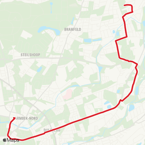 StadtBus/RegionalBus (Hamburg) Barmbek > Dehnhaide > Farmsen > Bramfeld (Ost) map