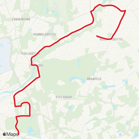 StadtBus/RegionalBus (Hamburg) Borgweg > Alsterdorf > Ohlsdorf > Poppenbüttel map