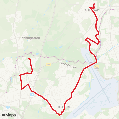 StadtBus/RegionalBus (Hamburg) Grothwisch > Niendorf Markt > Krohnstiegtunnel > Garstedt map