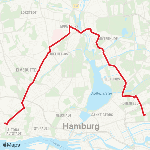 HVV MetroBus Bf.Altona > Winterhude > Burgstraße map
