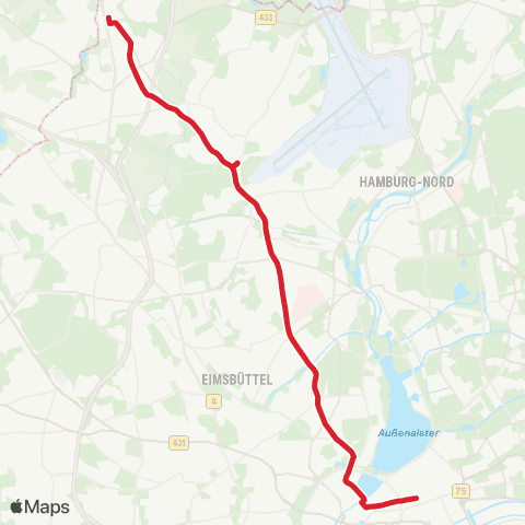 HVV MetroBus Burgwedel > Niendorf Markt > Hoheluft > Hauptbahnhof map