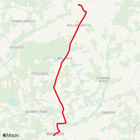 HVV MetroBus Wandsbek Markt > Bramfeld > Poppenbüttel map