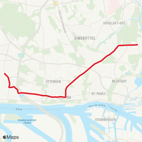 HVV MetroBus Othmarschen > Bf. Altona > Alsterchaussee map