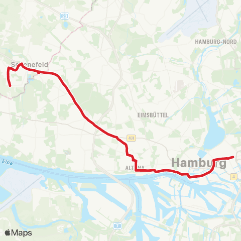 HVV MetroBus Schenefeld > Bahrenfeld > Bf. Altona > Baumwall > Hauptbahnhof > %Ubberliner Tor map