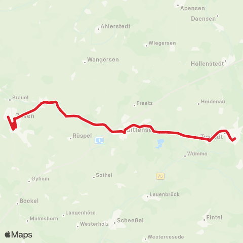 StadtBus/RegionalBus (Umland) Zeven - Heeslingen - Sittensen - Tostedt map