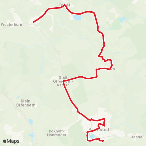 StadtBus/RegionalBus (Umland) Barmstedt > Lutzhorn > Bokel > Hörnerkirchen map