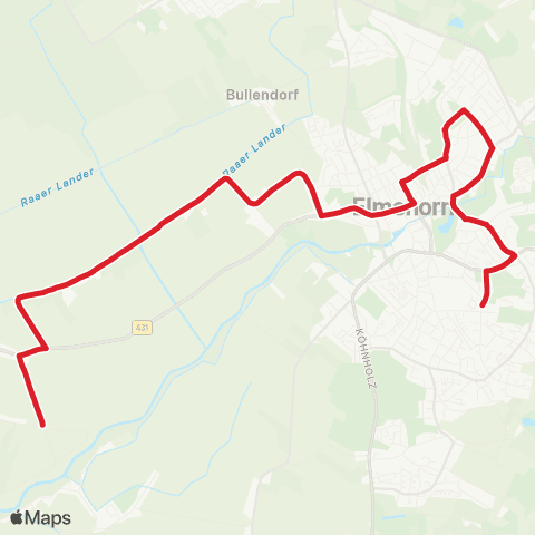 StadtBus/RegionalBus (Umland) Neuendorf - Raa-Besenbek - Elmshorn map