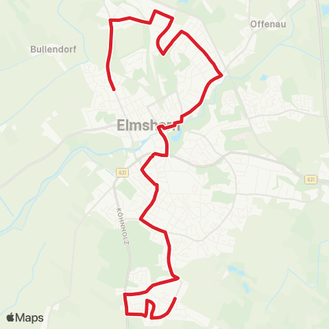 StadtBus/RegionalBus (Umland) Klein Nordende - Bf. Elmshorn - Zeppelinplatz - Hasenbusch map