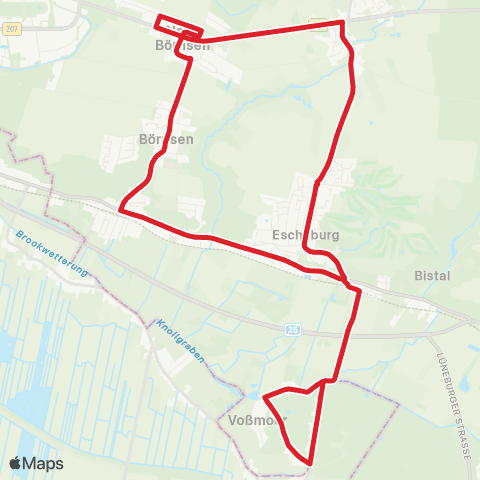 StadtBus/RegionalBus (Umland) Börnsen > Neu-Börnsen > Escheburg > Voßmoor > Kröppelshagen map