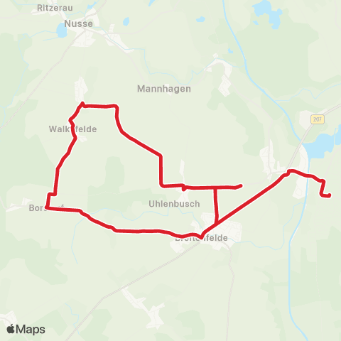 StadtBus/RegionalBus (Umland) Alt Mölln > Bälau > Poggensee > Borstorf > Breitenfelde > Mölln, Schulberg map
