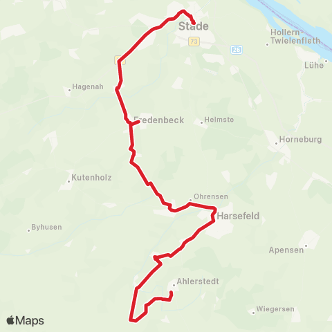 StadtBus/RegionalBus (Umland) Ahlerstedt > Orsdorf - Kakerbeck - Harsefeld - Wedel - Fredenbeck > Stade map
