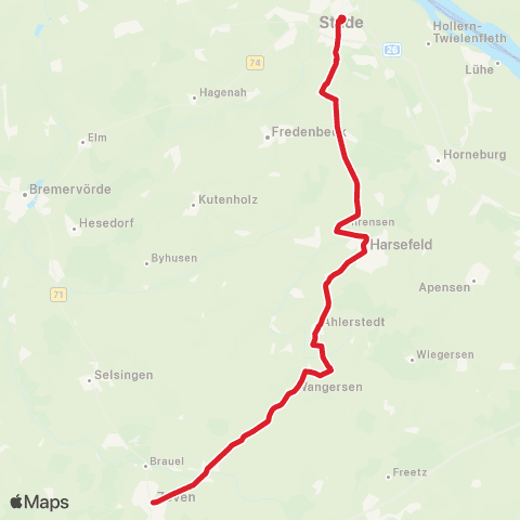 StadtBus/RegionalBus (Umland) Stade - Hagen - Harsefeld - Ahlerstedt - Wangersen - Zeven map