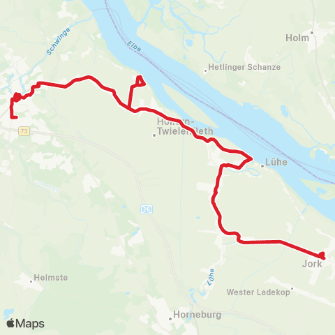 StadtBus/RegionalBus (Umland) Stade > Twielenfleth - Steinkirchen > Mittelnkirchen map