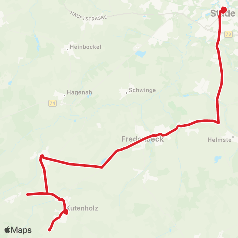 StadtBus/RegionalBus (Umland) Kutenholz - Mulsum - Fredenbeck - Deinste - Hagen - Stade map