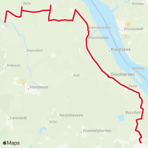 StadtBus/RegionalBus (Umland) Stade >Bützfleth - Drochtersen - Freiburg > Itzwörden map