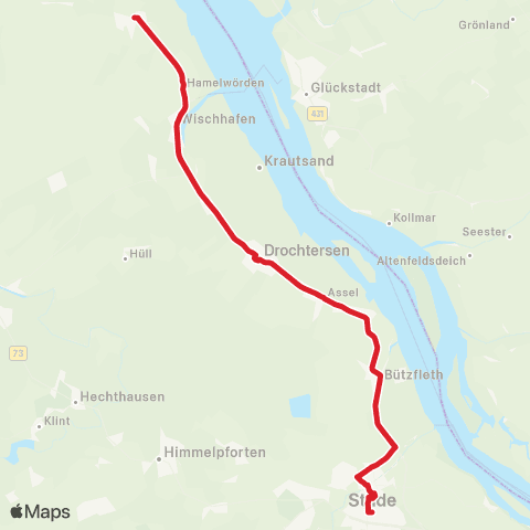 StadtBus/RegionalBus (Umland) Stade - Bützfleth-Drochtersen - Freiburg map