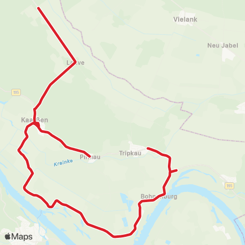 StadtBus/RegionalBus (Hamburg) Kaarßen - Laave - Herrenhof - Tripkau map