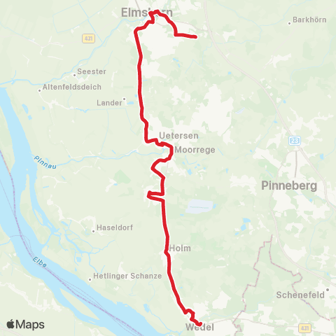 StadtBus/RegionalBus (Hamburg) Bf. Elmshorn - Uetersen - Moorrege - Heist - Holm - S Wedel map