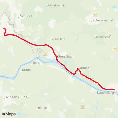 StadtBus/RegionalBus (Umland) Bf. Bergedorf > Geesthacht > Tesperhude > Lauenburg, Zob map