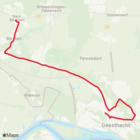 StadtBus/RegionalBus (Umland) Börnsen > Escheburg > Geesthachter Schulen map