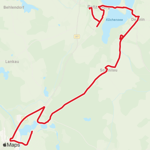 StadtBus/RegionalBus (Umland) Bf. Ratzeburg > Vorstadt > Krankenhaus > Schmilau > Mölln, Zob map