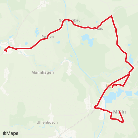 StadtBus/RegionalBus (Umland) Nusse > Lankau > Stecknitzweg > Mölln, Schulberg map