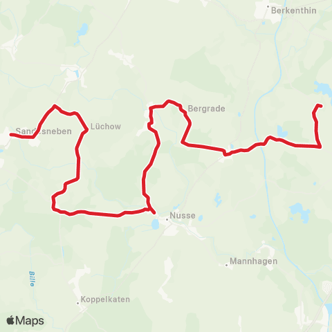 StadtBus/RegionalBus (Umland) Behlendorf > Nusse > Sandesneben map