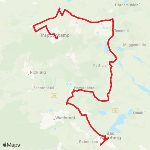 StadtBus/RegionalBus (Umland) Trappenkamp - Gönnebek - Bornhöved - Tensfeld - Bad Segeberg map