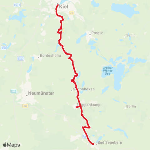 StadtBus/RegionalBus (Umland) Kiel - Wankendorf - Bornhöved - Bad Segeberg map