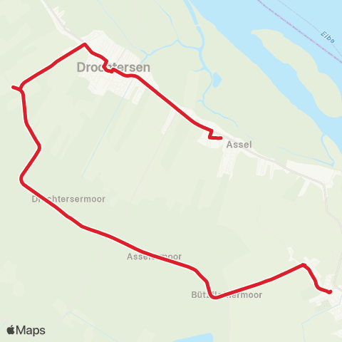 StadtBus/RegionalBus (Umland) Bützfleth > Asselermoor - Drochtersen > Wethe / Assel map
