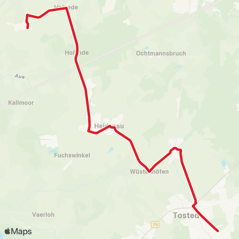 StadtBus/RegionalBus (Umland) Halvesbostel - Dohren - Tostedt map