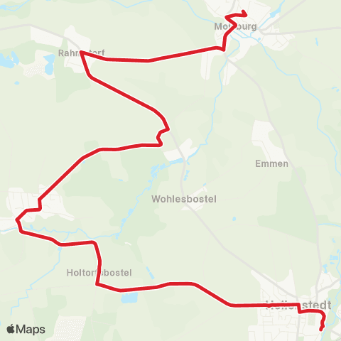 StadtBus/RegionalBus (Umland) Hollenstedt - Regesbostel - Moisburg map