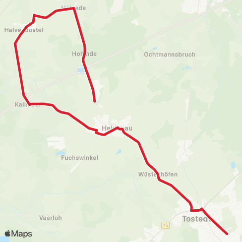 StadtBus/RegionalBus (Umland) Heidenau - Holvede - Tostedt map