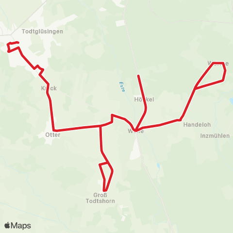 StadtBus/RegionalBus (Umland) Kamperlien - Inzmühlen - Welle - Tostedt - Kakenstorf map