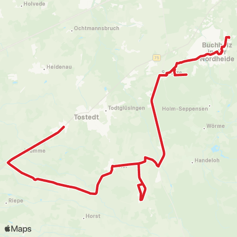 StadtBus/RegionalBus (Umland) Wistedt - Königsmoor - Tostedt - Welle - Buchholz map