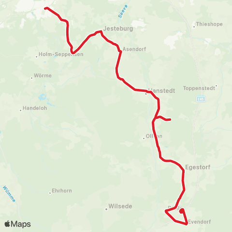 StadtBus/RegionalBus (Umland) Evendorf Egestorf - Hanstedt - Jesteburg - Buchholz map