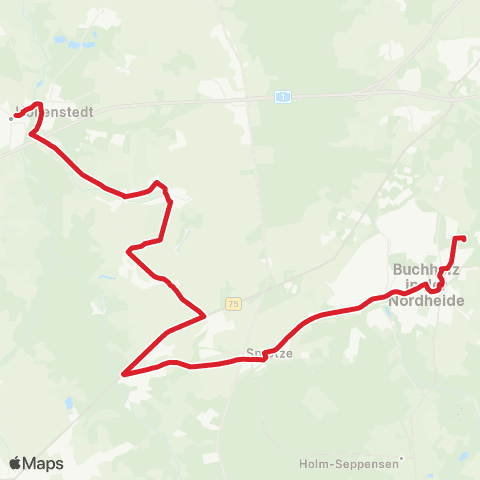 StadtBus/RegionalBus (Umland) Buchholz - Sprötze - Trelde - Kakenstorf - Hollenstedt map