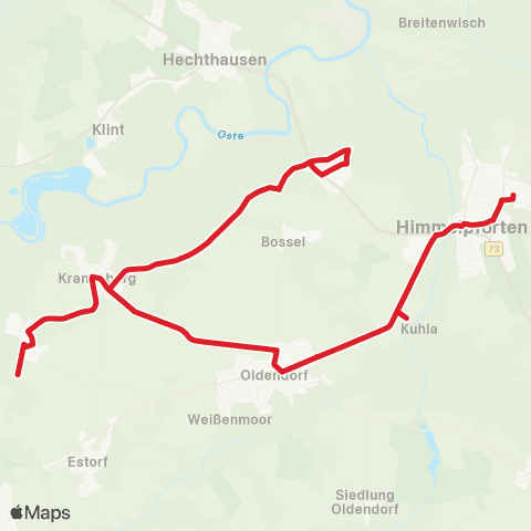 StadtBus/RegionalBus (Umland) Gräpel - Kranenburg - Burweg - Estorf - Oldendorf - Himmelpforten map