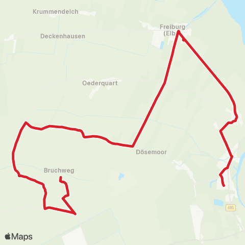 StadtBus/RegionalBus (Umland) Oederquart - Freiburg - Wischhafen map