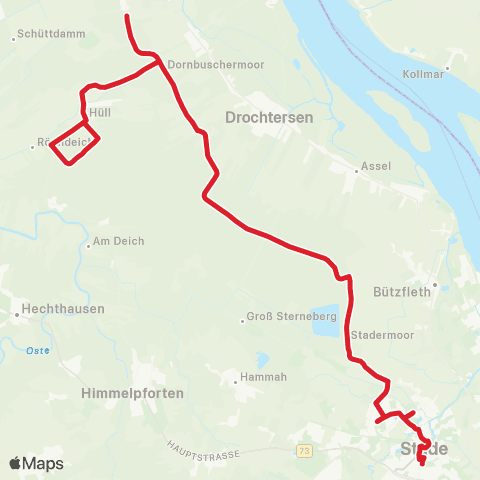 StadtBus/RegionalBus (Umland) Wolfsbruchermoor - Drochtersermoor-Asselermoor - Stade map