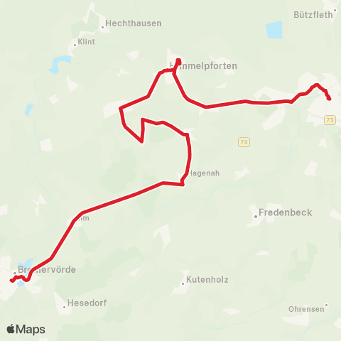 StadtBus/RegionalBus (Umland) Stade> Düdenbüttel - Hagenah - Elm > Bremervörde map