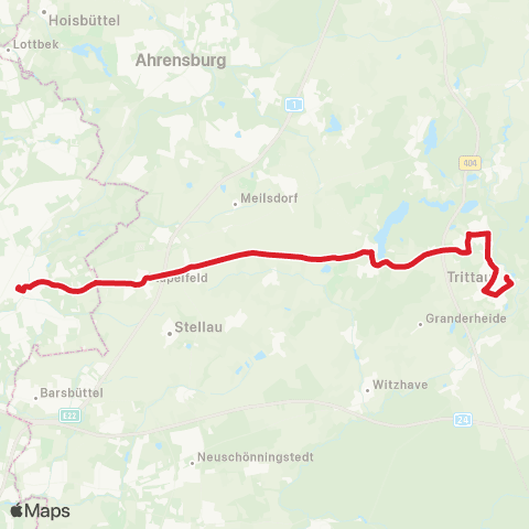 StadtBus/RegionalBus (Hamburg) Trittau > Großensee > Stapelfeld > Bf. Rahlstedt map