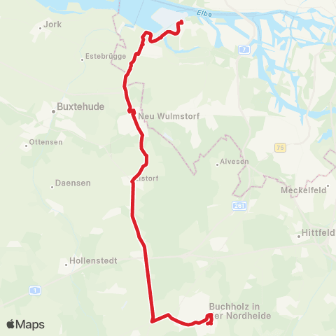 StadtBus/RegionalBus (Umland) Buchholz - Rade - Neu Wulmstorf - Finkenwerder map