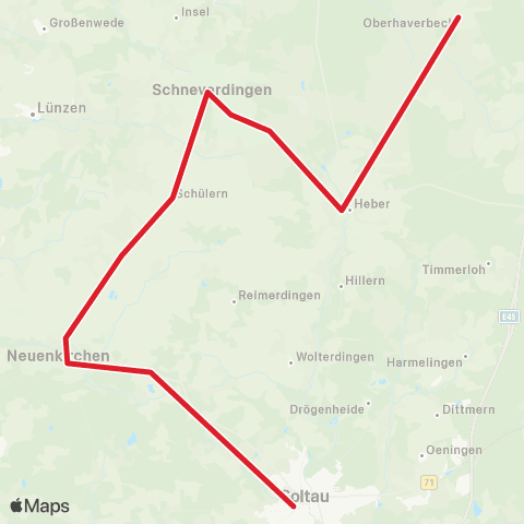 Andere Linien Heide-Shuttle Soltau - Bispingen - Oberhaverbeck - Schneverdingen - Neuenkrichen map
