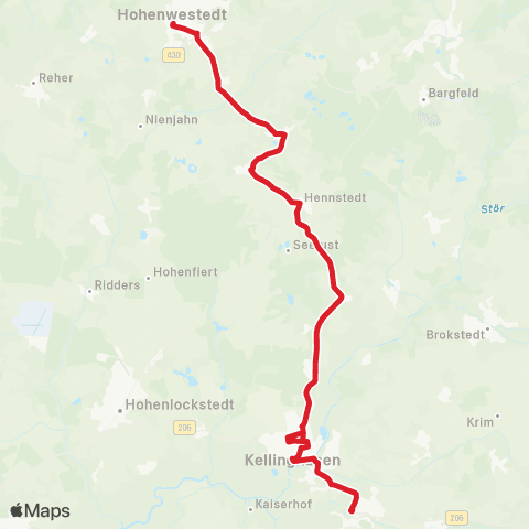 StadtBus/RegionalBus (Umland) Hohenwestedt >Kellinghusen > Wrist map