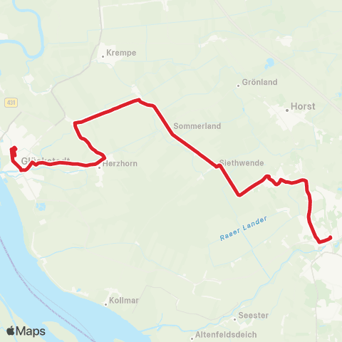 StadtBus/RegionalBus (Umland) Glückstadt >Elmshorn map
