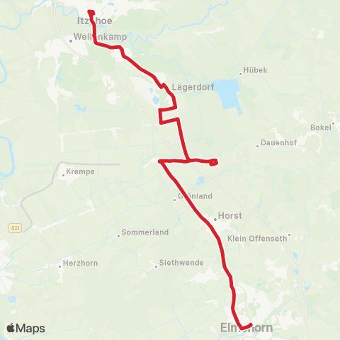 StadtBus/RegionalBus (Umland) Itzehoe > Horst > Elmshorn map
